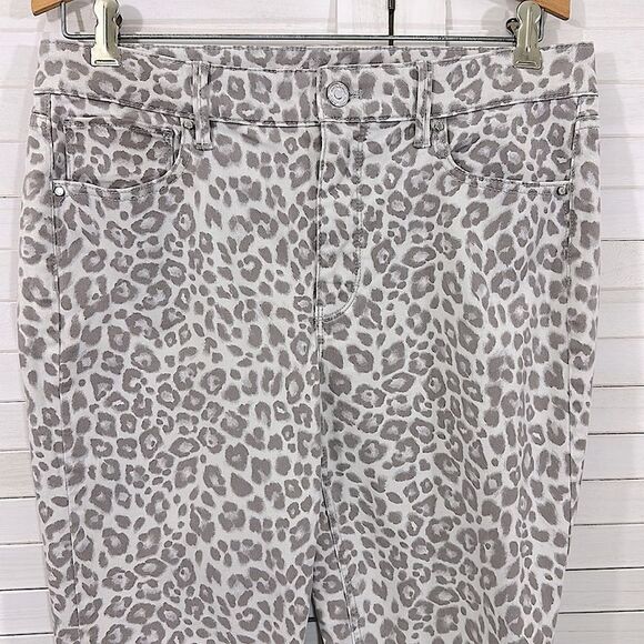 WHBM Jeans Size 8 High Rise Skinny Ankle Leopard Print - Picture 5 of 14